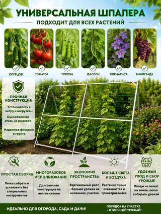 Шпалера для огурцов, томатов, гороха, фасоли, клематиса и винограда